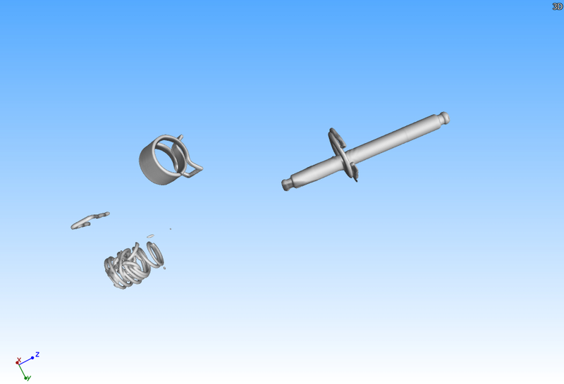 These are the steel parts. On the bottom left is the messed up return spring. Up top are retainers for the hydraulic hoses. On the right is the rod that connects the piston the clutch pedal. The fork that hooks into the pedal is a lighter plastic part so it isn’t in this image.